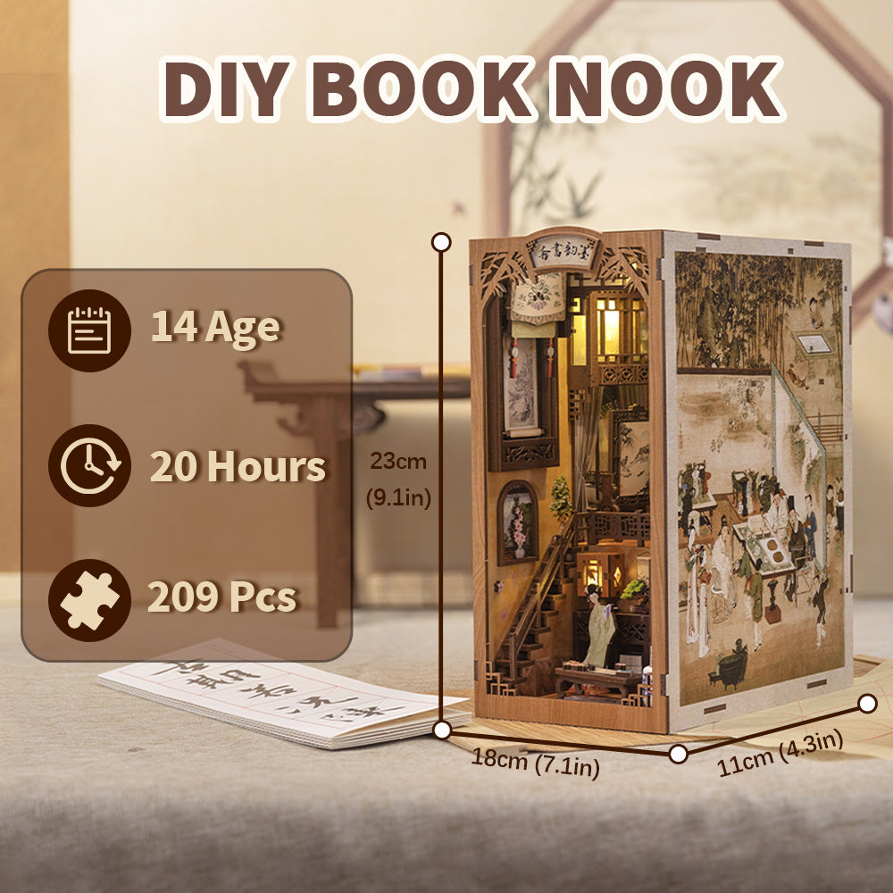 Cutebee Book Nook Kit/Librairie de rimes à l'encre